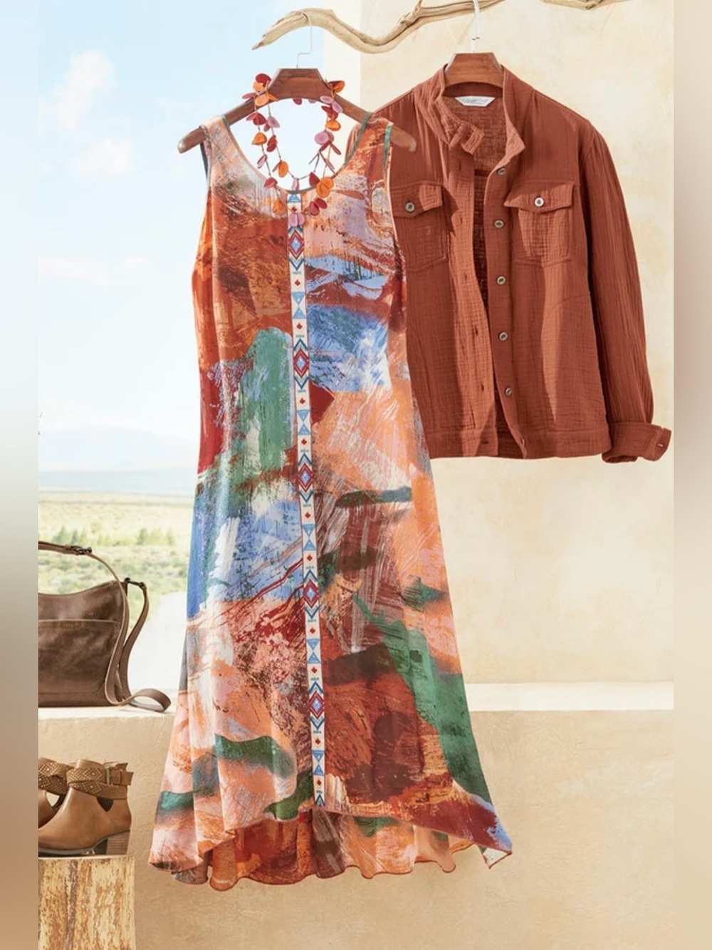 Coldwater Creek NWOT Dancing in the Canyon Dress in Spice Multi